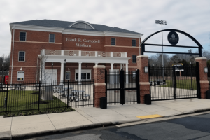 frank r. campbell stadium entrance with roof